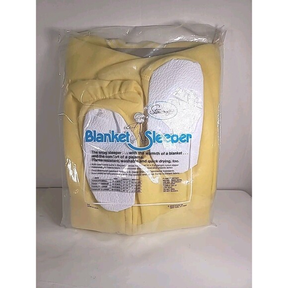 NOS VTG Blanket Sleeper Footed Pajama Yellow Bear Sterncraft Toddler Large USA - Picture 3 of 6